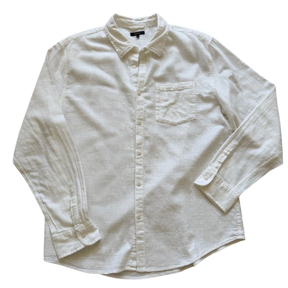 Quince Organic Cotton Cream White Long Sleeve Button Down Shirt